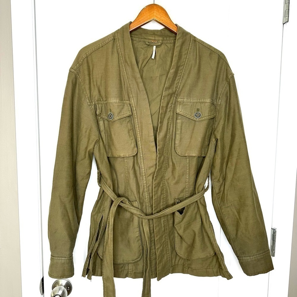 Free People In Our Nature Green Belted Utility Jacket - Picture 6 of 10